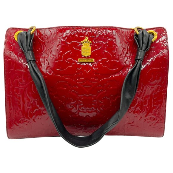 De Grisogono Vintage Red Patent Leather Embossed Tote Bag - Picture 1 of 10